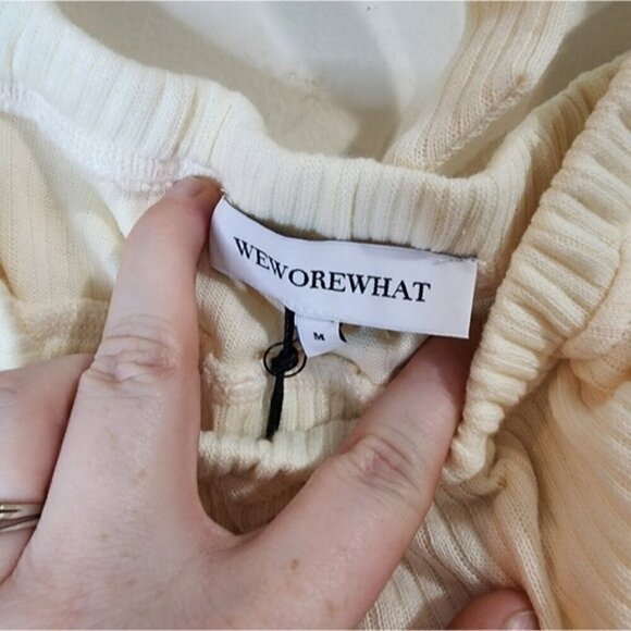 WeWoreWhat Bra Top Women‎ Medium Ivory Revolve Ribbed Stretchy Cropped New - Picture 7 of 10